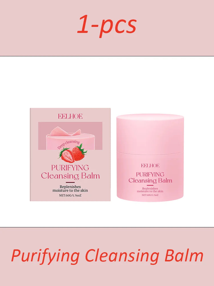 EELHOE Strawberry Cleansing Balm Gentle Makeup Remover Cleansing Face For Daily Makeup Removal Hydrating Moisturizing
