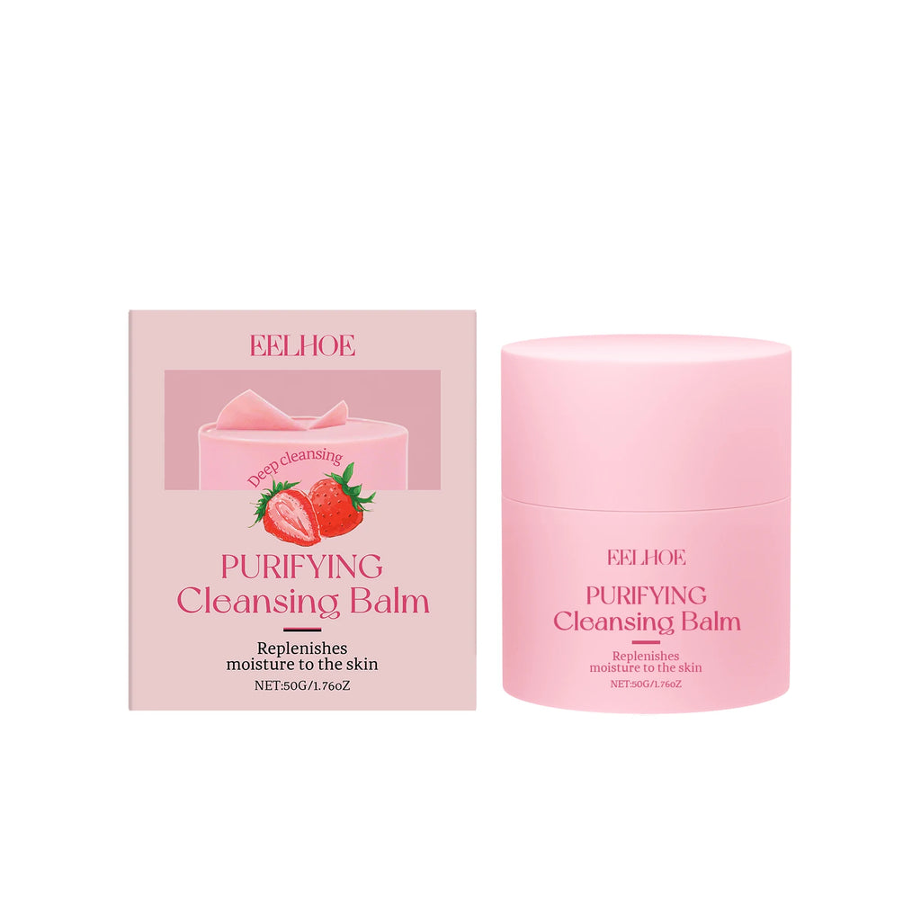 EELHOE Strawberry Cleansing Balm Gentle Makeup Remover Cleansing Face For Daily Makeup Removal Hydrating Moisturizing