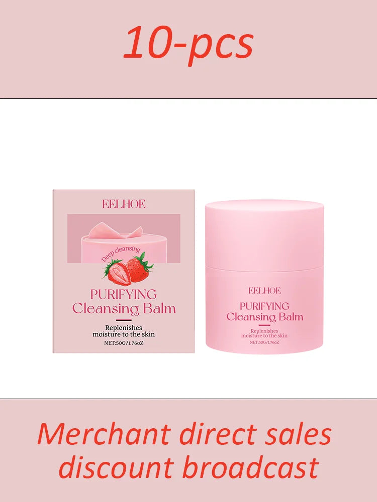 EELHOE Strawberry Cleansing Balm Gentle Makeup Remover Cleansing Face For Daily Makeup Removal Hydrating Moisturizing