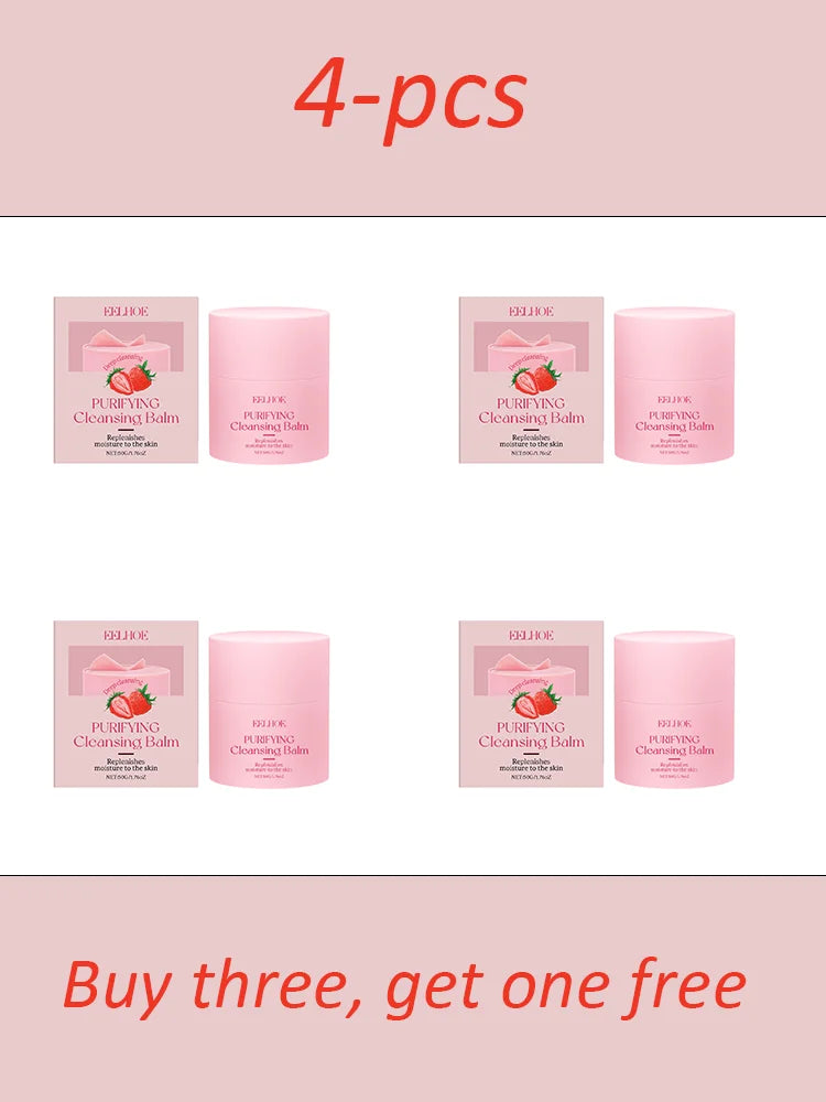EELHOE Strawberry Cleansing Balm Gentle Makeup Remover Cleansing Face For Daily Makeup Removal Hydrating Moisturizing