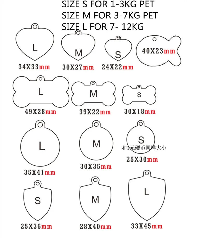 Premium Engraved Personalised Dog ID Tag Dog Name Tag Cat Puppy Name ID Bone Tag Collar Black Silver Gold Stainless Steel