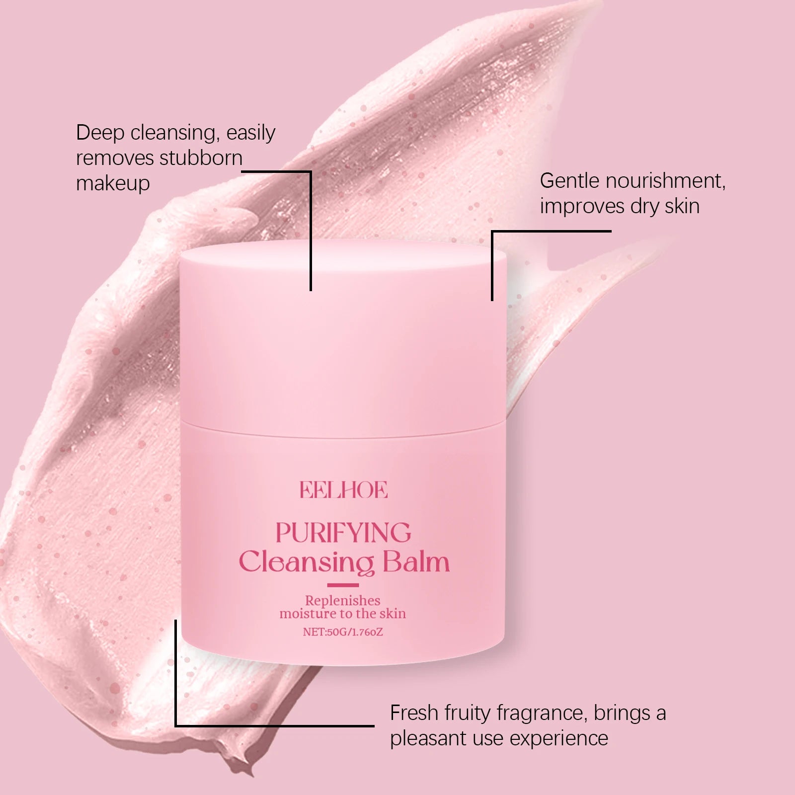 EELHOE Strawberry Cleansing Balm Gentle Makeup Remover Cleansing Face For Daily Makeup Removal Hydrating Moisturizing