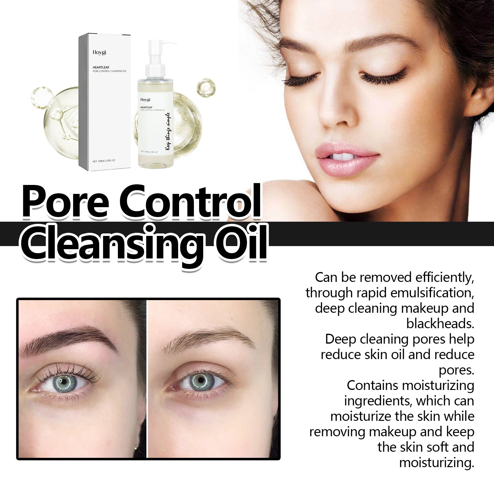 Hoygi Makeup Remove Oil Gentle Cleaning Makeup Remove Pore Dirts Oil Control Pore Shrink Enhance Smoothness Facial Cleaning Oil