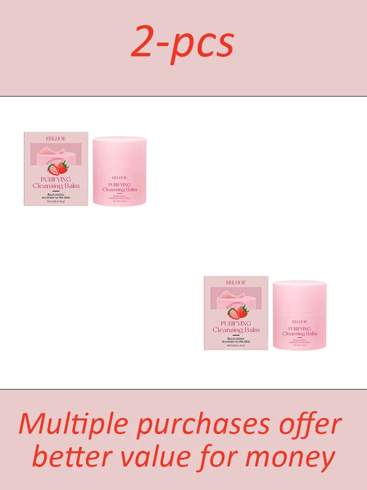 EELHOE Strawberry Cleansing Balm Gentle Makeup Remover Cleansing Face For Daily Makeup Removal Hydrating Moisturizing