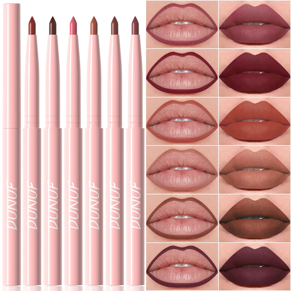 Matte Lip Liner Pencil 6 Colors Set: Lip Contour Waterproof Non-transfer Highly Pigmented Smooth Nude-pink Daily &  Party Makeup