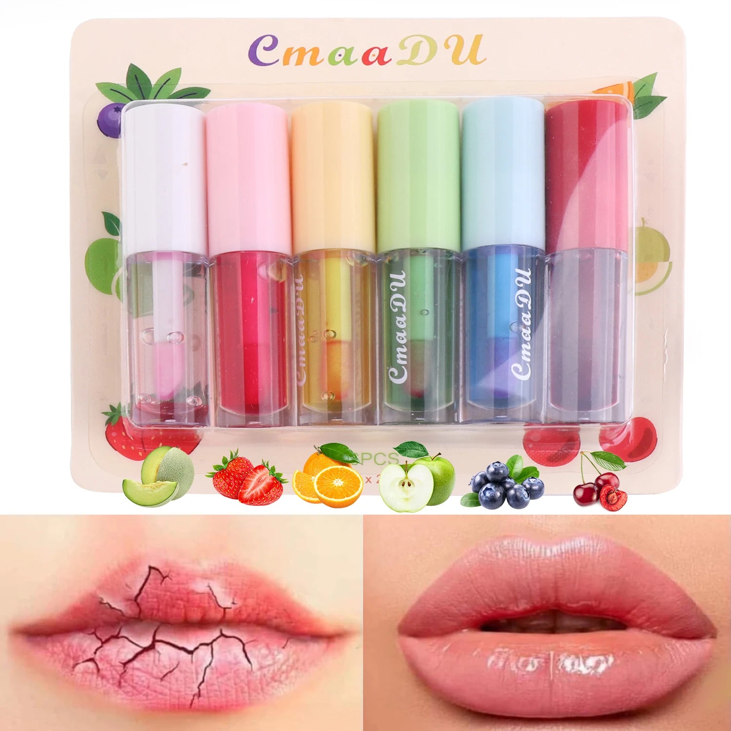 1pcs/2pcs Fruit Moisturizing Color Change Lip Gloss  Lipstick Waterproof Non-transfer Strawberry&Cherry Red Party & Daily Makeup