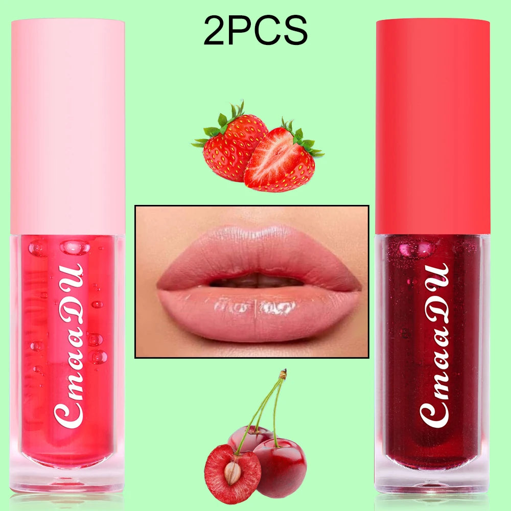 1pcs/2pcs Fruit Moisturizing Color Change Lip Gloss  Lipstick Waterproof Non-transfer Strawberry&Cherry Red Party & Daily Makeup