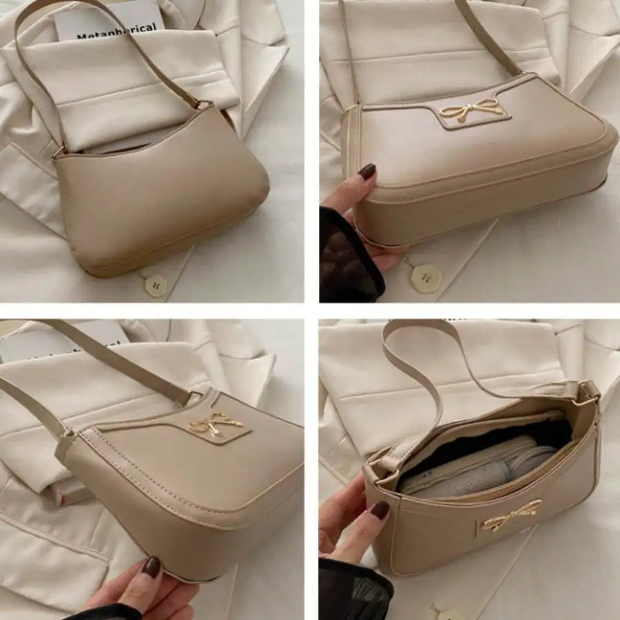 Bow Accessories - Adjustable Strap - Zipper Closure - Polyester Lining - Can Be Worn as a Shoulder Bag or Handbag - Women's Cute and Compact Underarm Bag