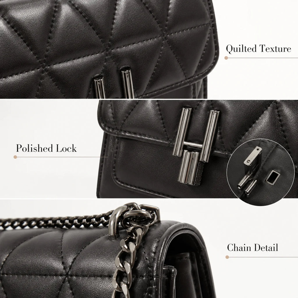 Fashionable, Minimalist, Casual, Mini Square Bag Quilted Chain Flap Classic Quilted Detail Square Bag