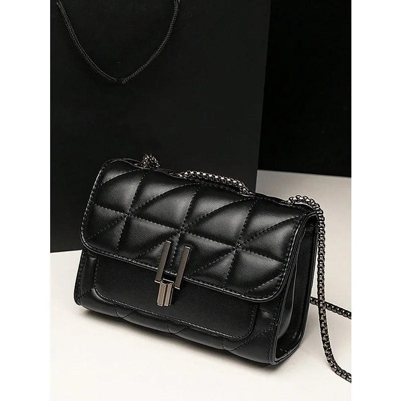 Fashionable, Minimalist, Casual, Mini Square Bag Quilted Chain Flap Classic Quilted Detail Square Bag