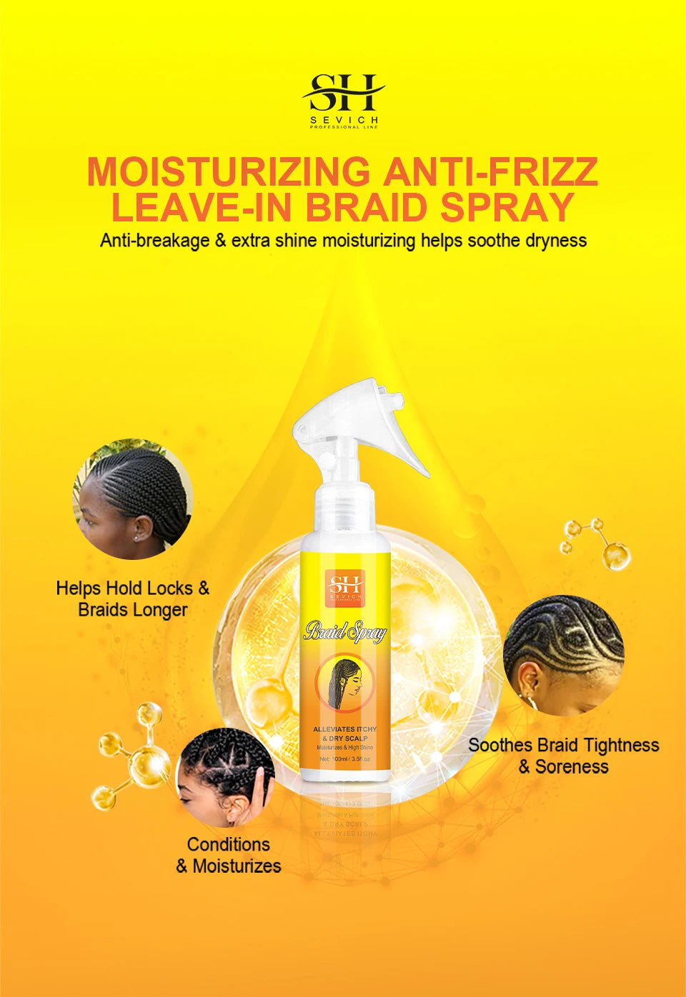 Sevich Hair Cleaning Anti Itching Spray Scalp Hair Follicle Anti Hair Loss Natural Beauty Health Moisturizing Hair Care Spray