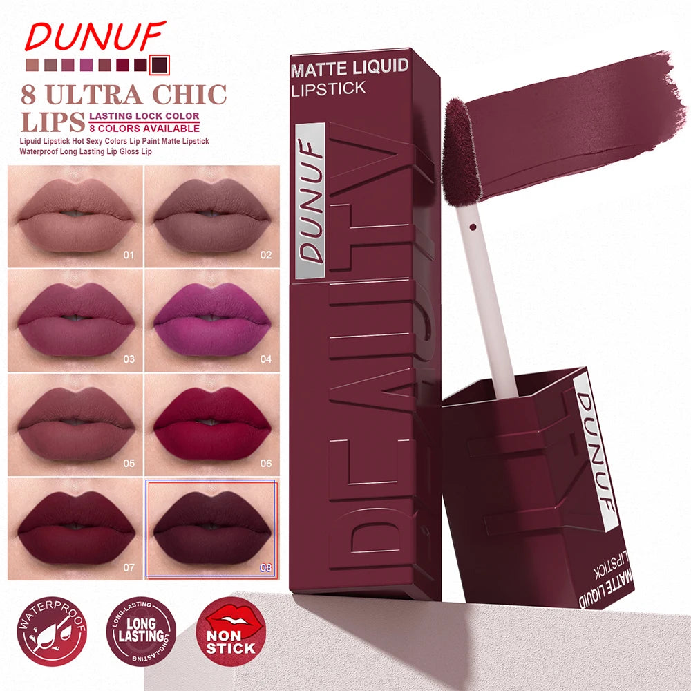 Lip Gloss Set, Lipstick Waterproof Matte Non-sticky Non-transfer Long-Lasting, Rose, Mauve, Deep Red, Nude, Y2K Makeup Christmas