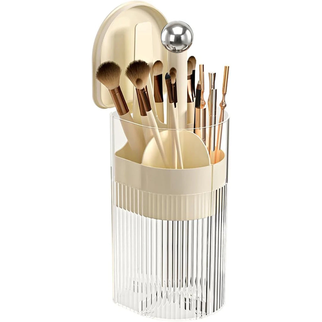 Dustproof Makeup Brush Holder with Automatic Lifting Function, Cosmetic Storage Organizer for Brushes, Lipsticks and Vanity