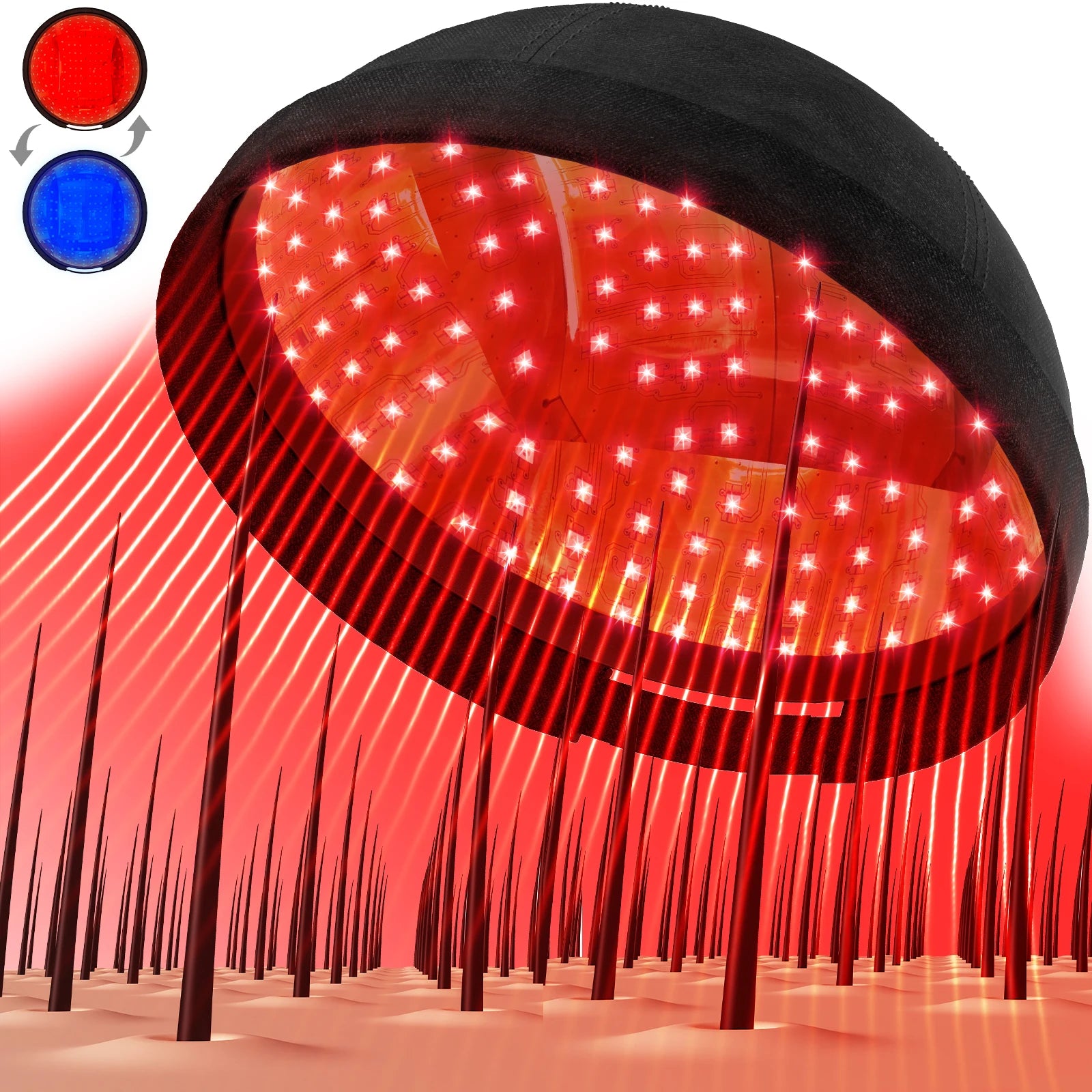 236 Laser Diodes Red Light Therapy Hair Growth Cap Anti Hair Loss Treatment Helmet for Men Women Professional Hair Regrowth Device for Thinning Hair 650nm Red 460nm Blue Light Anti-inflammatory Scalp Phototherapy Device USB R