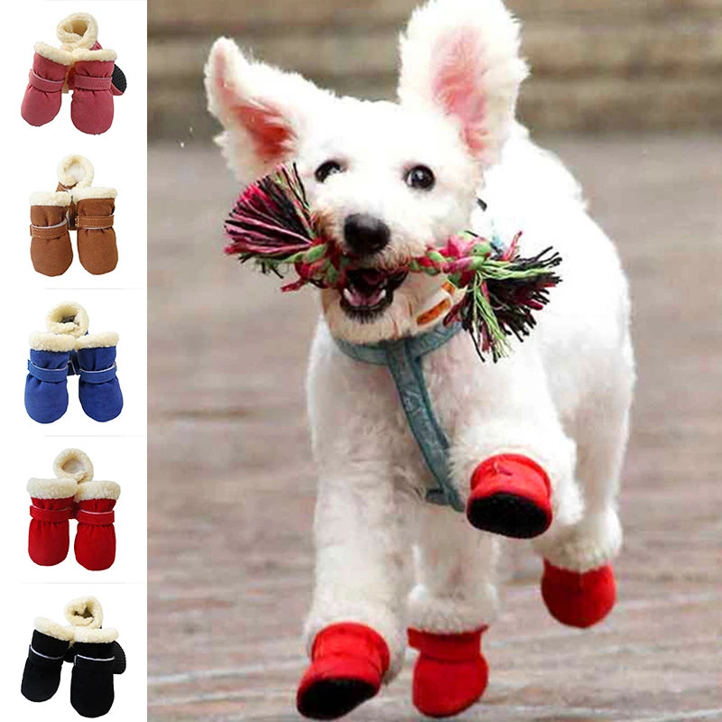 4pcs/set Snow Booties Waterproof Boots Socks Anti Slip Shoes Candy Colors Small Dogs Pet Dog Shoes Puppy Chihuahua Winter