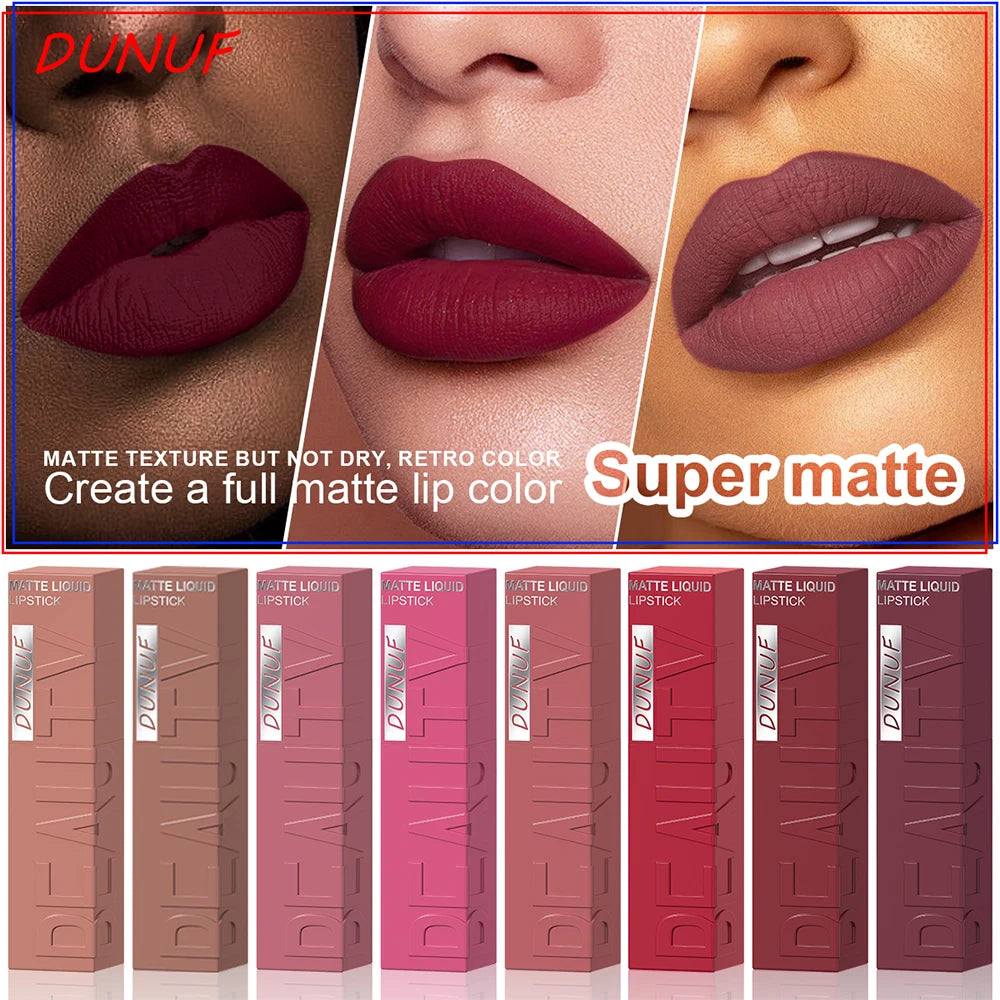 Lip Gloss Set, Lipstick Waterproof Matte Non-sticky Non-transfer Long-Lasting, Rose, Mauve, Deep Red, Nude, Y2K Makeup Christmas