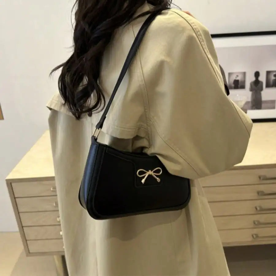Bow Accessories - Adjustable Strap - Zipper Closure - Polyester Lining - Can Be Worn as a Shoulder Bag or Handbag - Women's Cute and Compact Underarm Bag