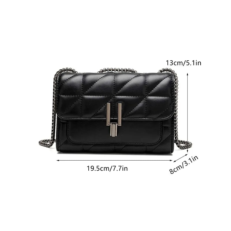 Fashionable, Minimalist, Casual, Mini Square Bag Quilted Chain Flap Classic Quilted Detail Square Bag
