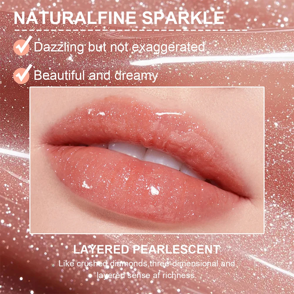 Shimmer Glitter Lip Gloss Lipstick 1pc/6pc/set Waterproof Moisturizing Jelly Hydrating Plumping Nude Y2K Daily&Party Makeup Gift