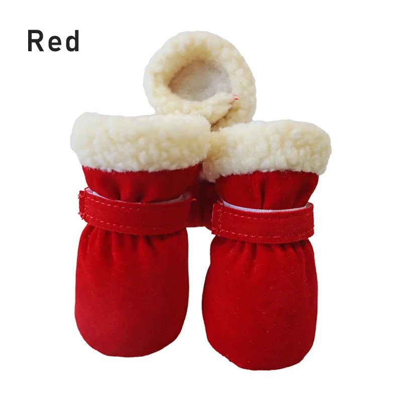 4pcs/set Snow Booties Waterproof Boots Socks Anti Slip Shoes Candy Colors Small Dogs Pet Dog Shoes Puppy Chihuahua Winter