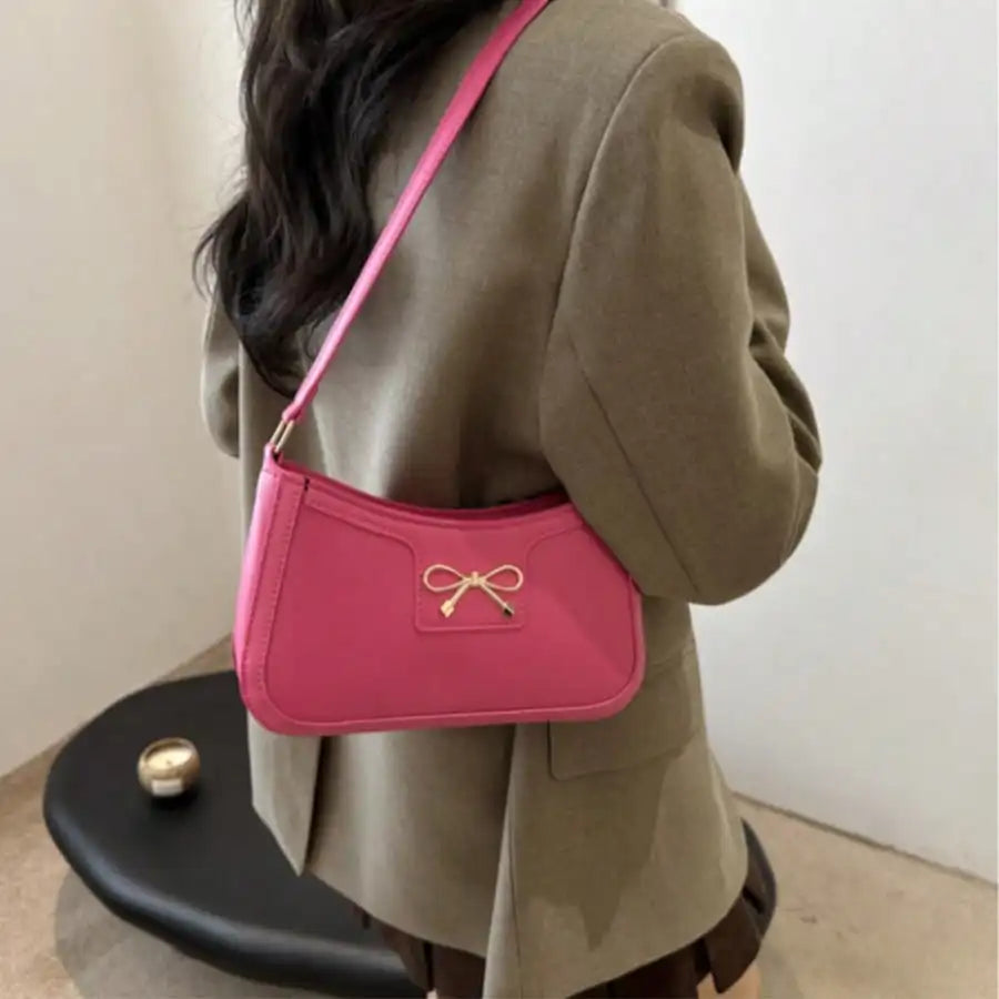 Bow Accessories - Adjustable Strap - Zipper Closure - Polyester Lining - Can Be Worn as a Shoulder Bag or Handbag - Women's Cute and Compact Underarm Bag