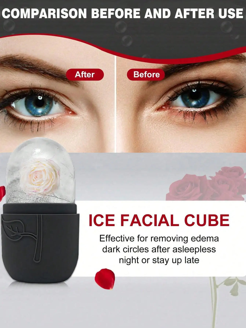 3Pcs Ice Face Roller -Facial Skincare Ice Roller Set,Facial Massage Tool,Silicone Ice Face Roller,Quartz With Roller For Face & Eye Puffiness Relief, And Enhance Skin Care & Glow,For Eyes, Neck, And Face,Lce Facial RollerMold