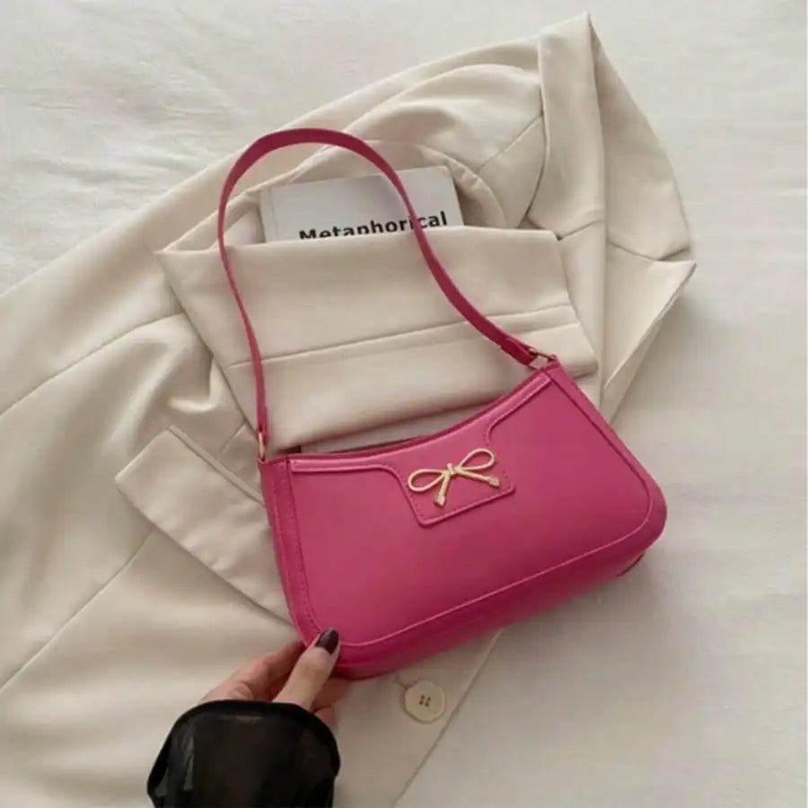 Bow Accessories - Adjustable Strap - Zipper Closure - Polyester Lining - Can Be Worn as a Shoulder Bag or Handbag - Women's Cute and Compact Underarm Bag