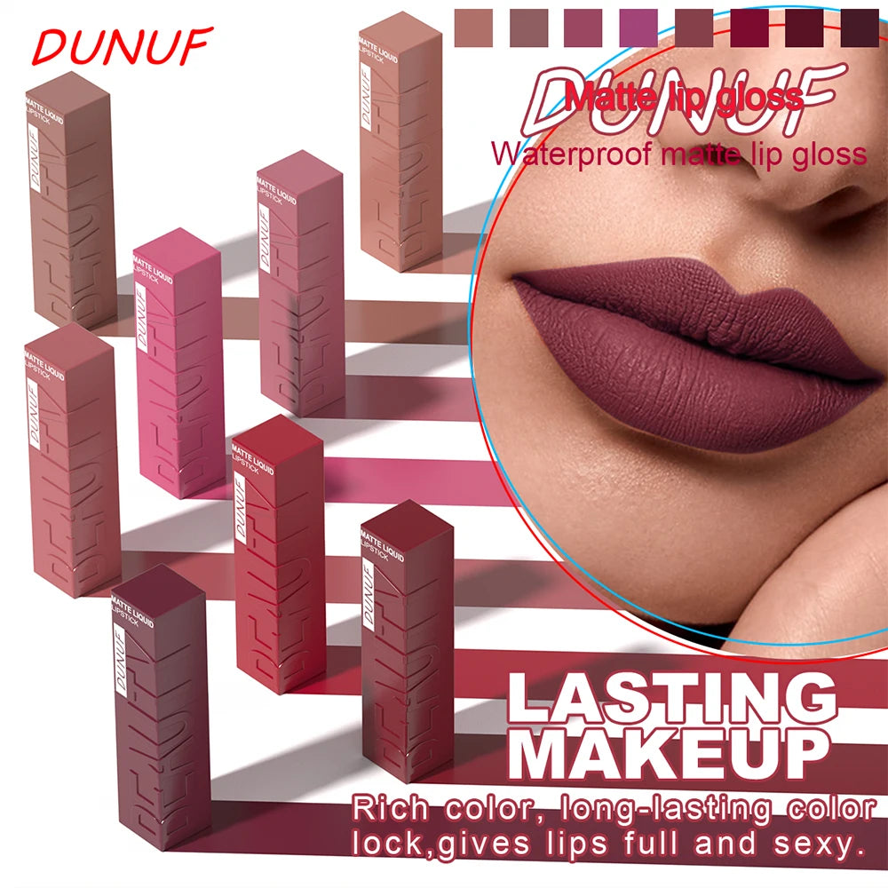 Lip Gloss Set, Lipstick Waterproof Matte Non-sticky Non-transfer Long-Lasting, Rose, Mauve, Deep Red, Nude, Y2K Makeup Christmas