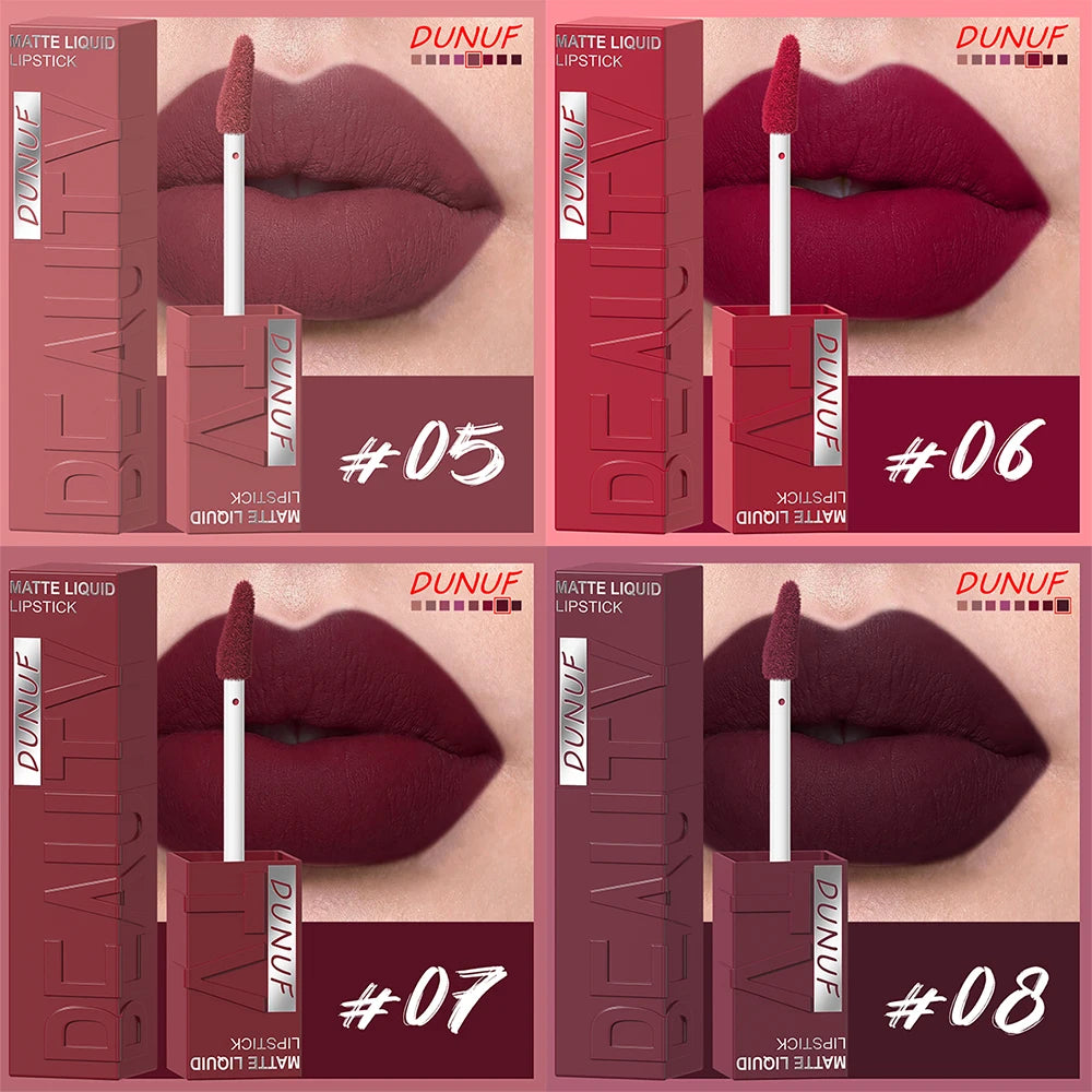 Lip Gloss Set, Lipstick Waterproof Matte Non-sticky Non-transfer Long-Lasting, Rose, Mauve, Deep Red, Nude, Y2K Makeup Christmas