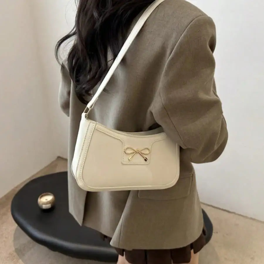 Bow Accessories - Adjustable Strap - Zipper Closure - Polyester Lining - Can Be Worn as a Shoulder Bag or Handbag - Women's Cute and Compact Underarm Bag