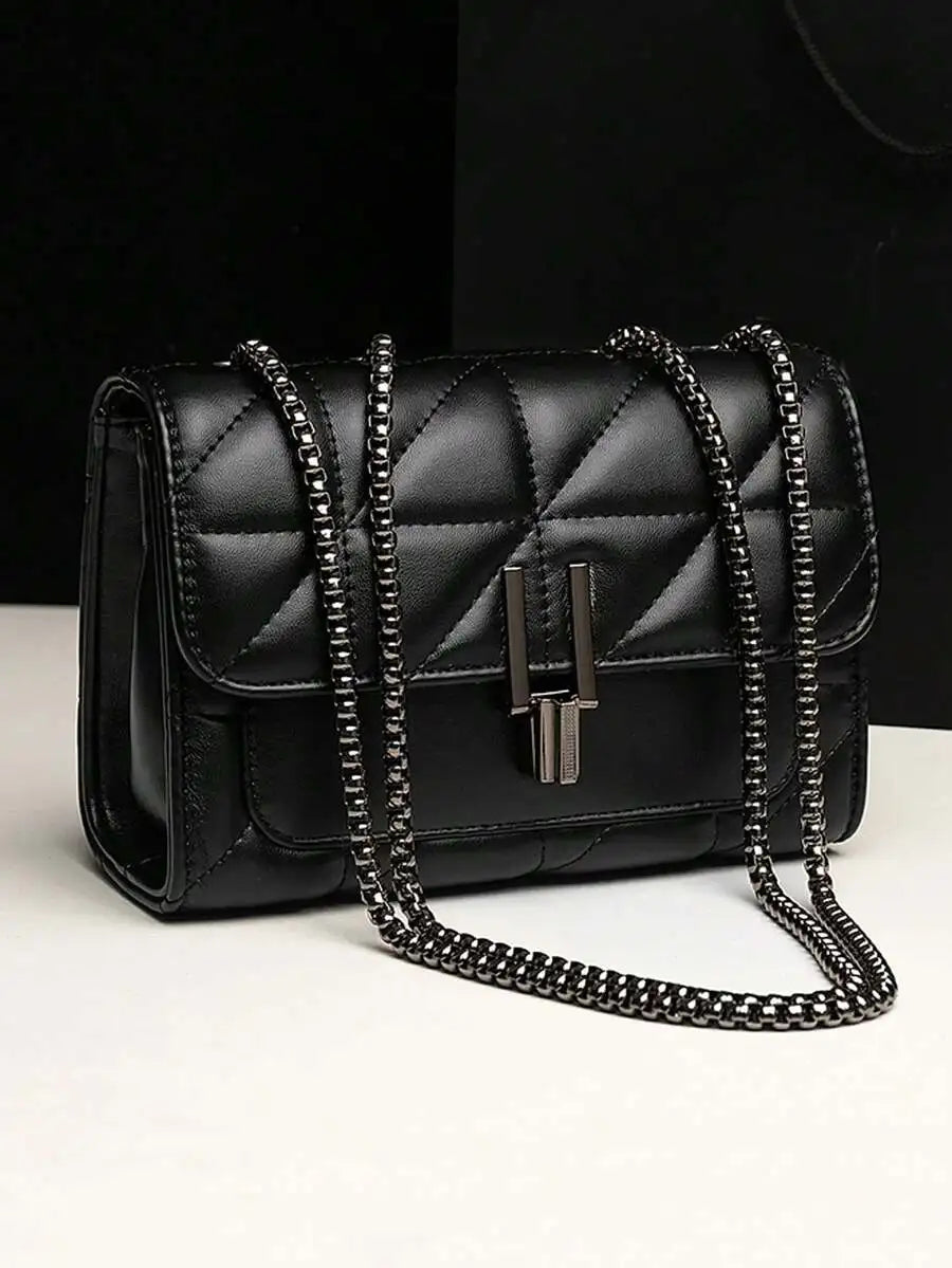 Fashionable, Minimalist, Casual, Mini Square Bag Quilted Chain Flap Classic Quilted Detail Square Bag