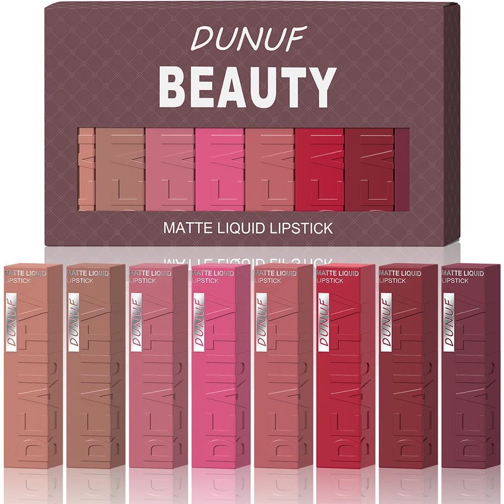Lip Gloss Set, Lipstick Waterproof Matte Non-sticky Non-transfer Long-Lasting, Rose, Mauve, Deep Red, Nude, Y2K Makeup Christmas