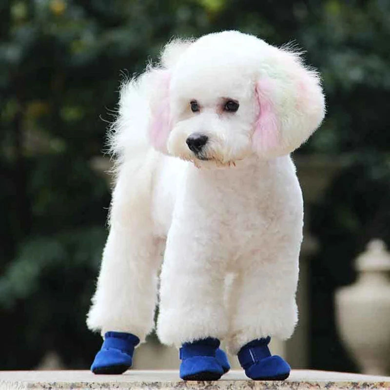 4pcs/set Snow Booties Waterproof Boots Socks Anti Slip Shoes Candy Colors Small Dogs Pet Dog Shoes Puppy Chihuahua Winter