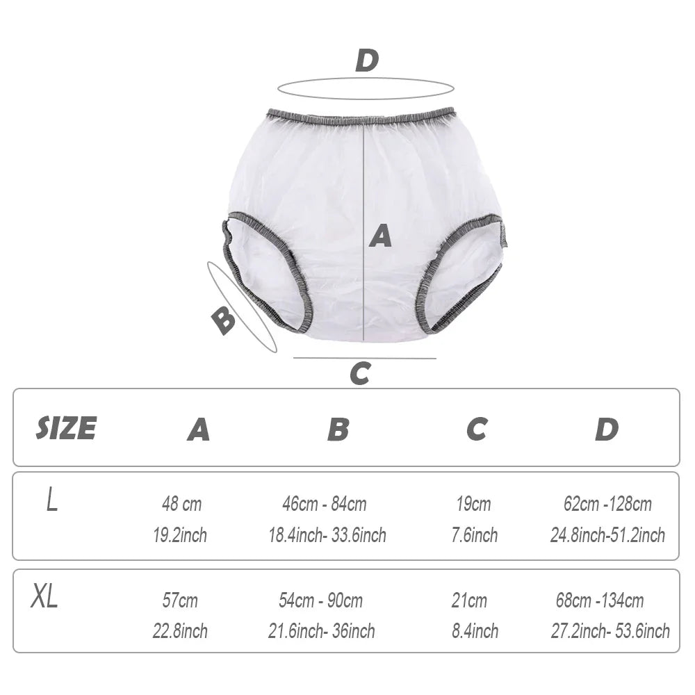 1pc PVC Adult diaper cover Elastic Waist plastic shorts  for Elderly Men And Women transparent waterproof diaper pants