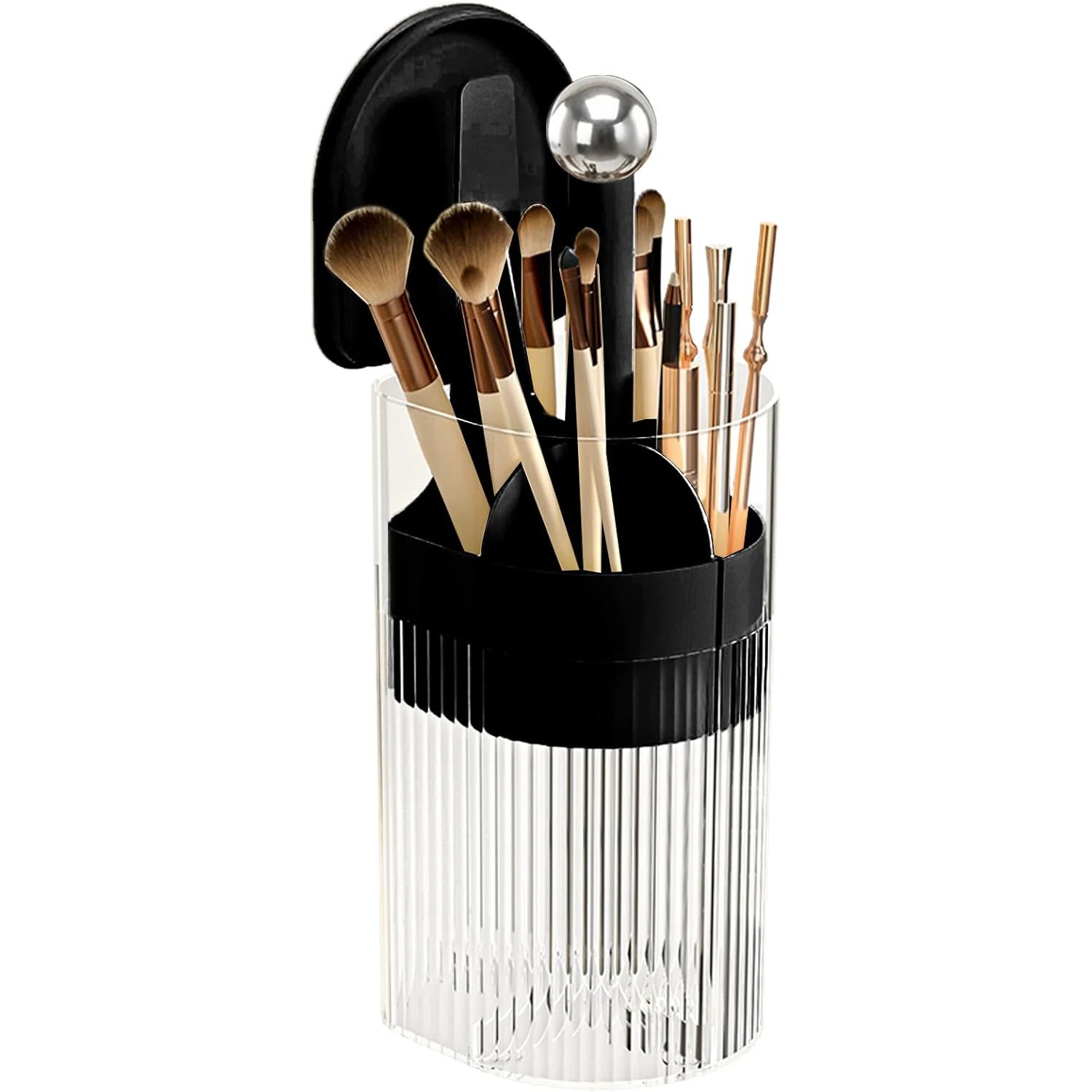 Dustproof Makeup Brush Holder with Automatic Lifting Function, Cosmetic Storage Organizer for Brushes, Lipsticks and Vanity