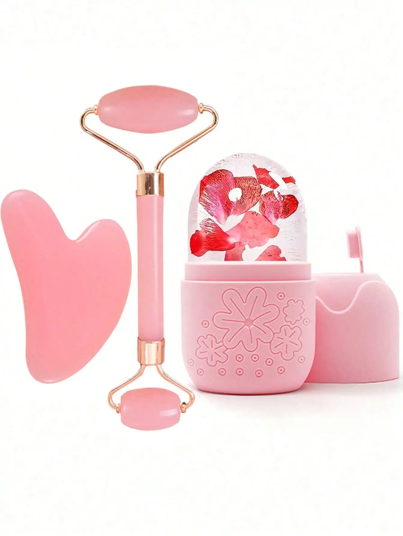3Pcs Ice Face Roller -Facial Skincare Ice Roller Set,Facial Massage Tool,Silicone Ice Face Roller,Quartz With Roller For Face & Eye Puffiness Relief, And Enhance Skin Care & Glow,For Eyes, Neck, And Face,Lce Facial RollerMold