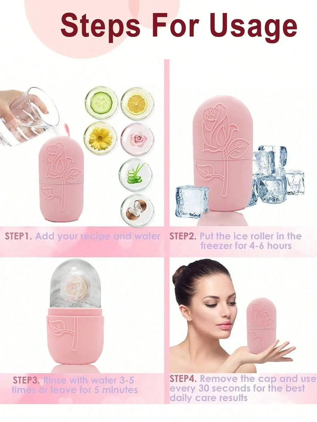 3Pcs Ice Face Roller -Facial Skincare Ice Roller Set,Facial Massage Tool,Silicone Ice Face Roller,Quartz With Roller For Face & Eye Puffiness Relief, And Enhance Skin Care & Glow,For Eyes, Neck, And Face,Lce Facial RollerMold