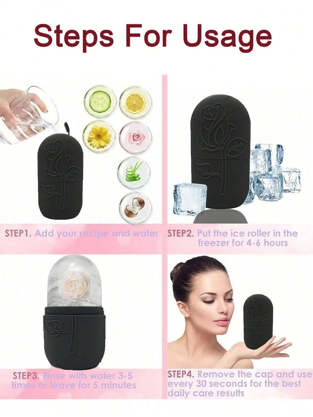 3Pcs Ice Face Roller -Facial Skincare Ice Roller Set,Facial Massage Tool,Silicone Ice Face Roller,Quartz With Roller For Face & Eye Puffiness Relief, And Enhance Skin Care & Glow,For Eyes, Neck, And Face,Lce Facial RollerMold