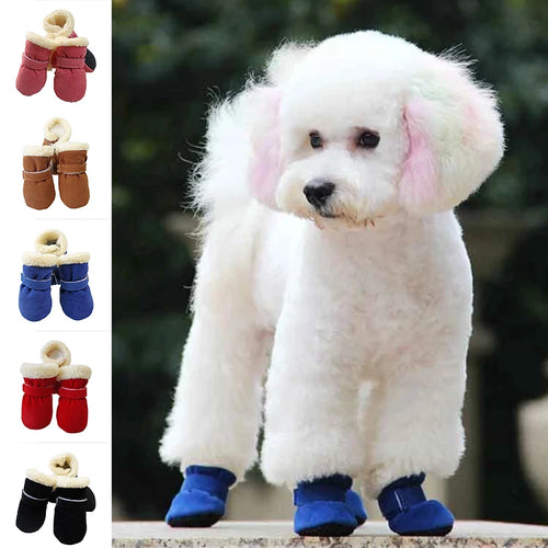 4pcs/set Snow Booties Waterproof Boots Socks Anti Slip Shoes Candy Colors Small Dogs Pet Dog Shoes Puppy Chihuahua Winter