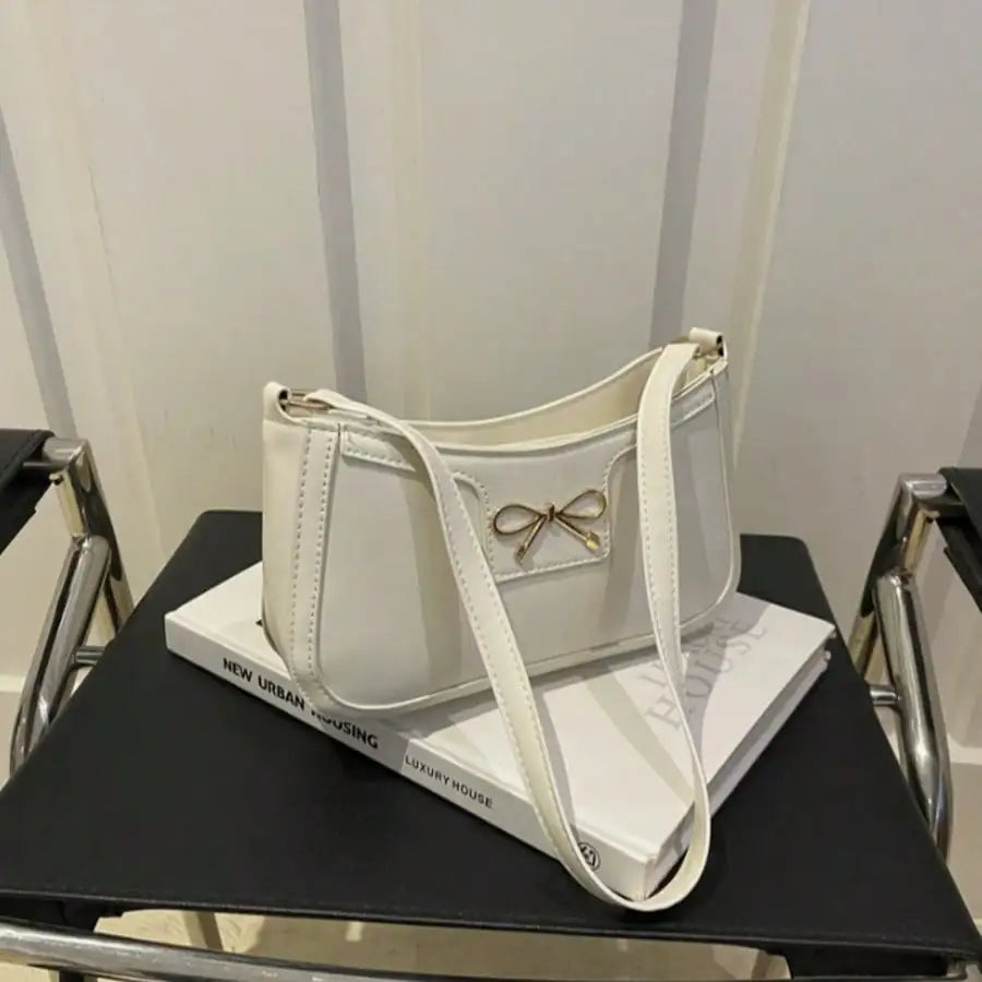 Bow Accessories - Adjustable Strap - Zipper Closure - Polyester Lining - Can Be Worn as a Shoulder Bag or Handbag - Women's Cute and Compact Underarm Bag