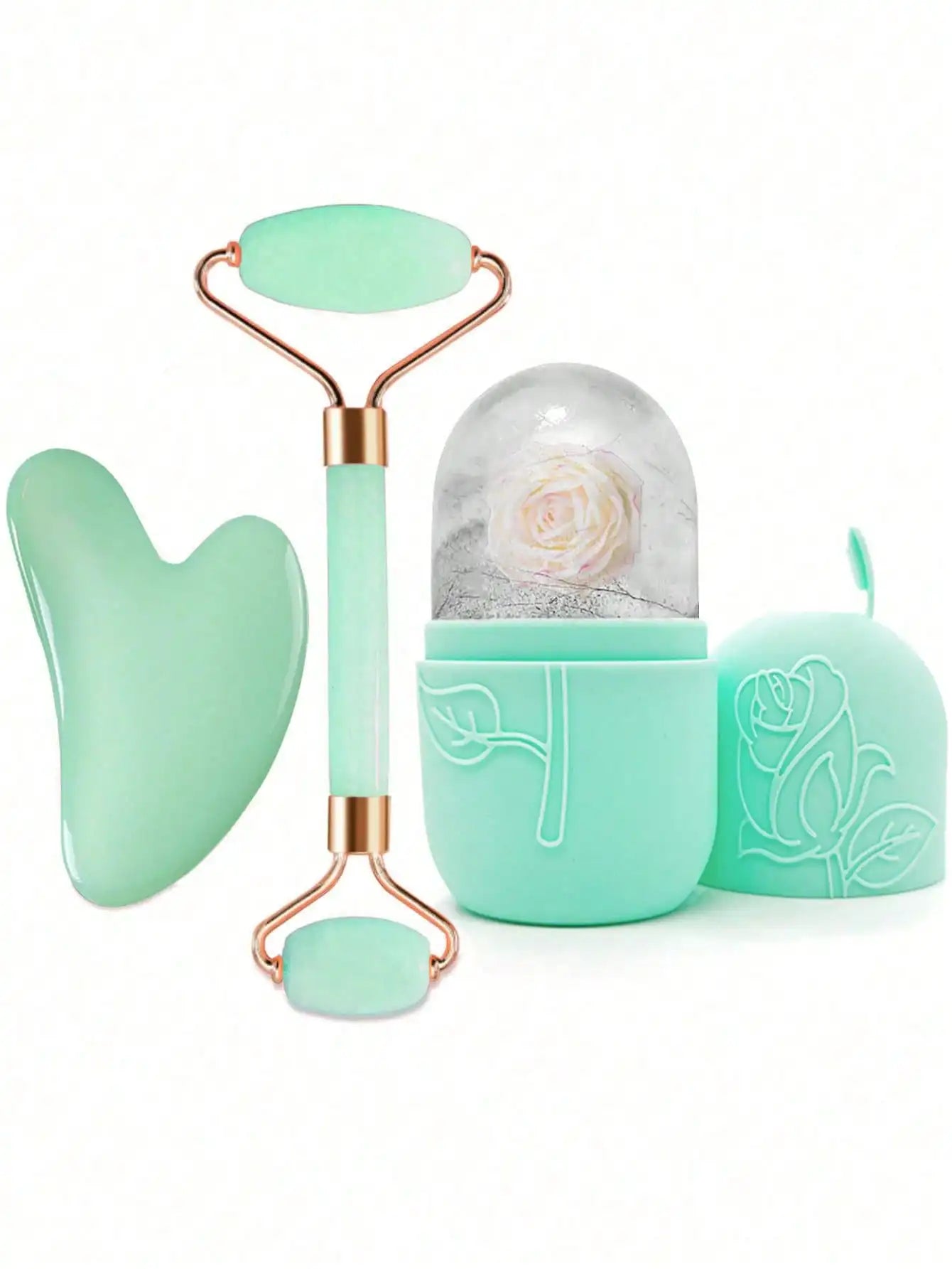 3Pcs Ice Face Roller -Facial Skincare Ice Roller Set,Facial Massage Tool,Silicone Ice Face Roller,Quartz With Roller For Face & Eye Puffiness Relief, And Enhance Skin Care & Glow,For Eyes, Neck, And Face,Lce Facial RollerMold