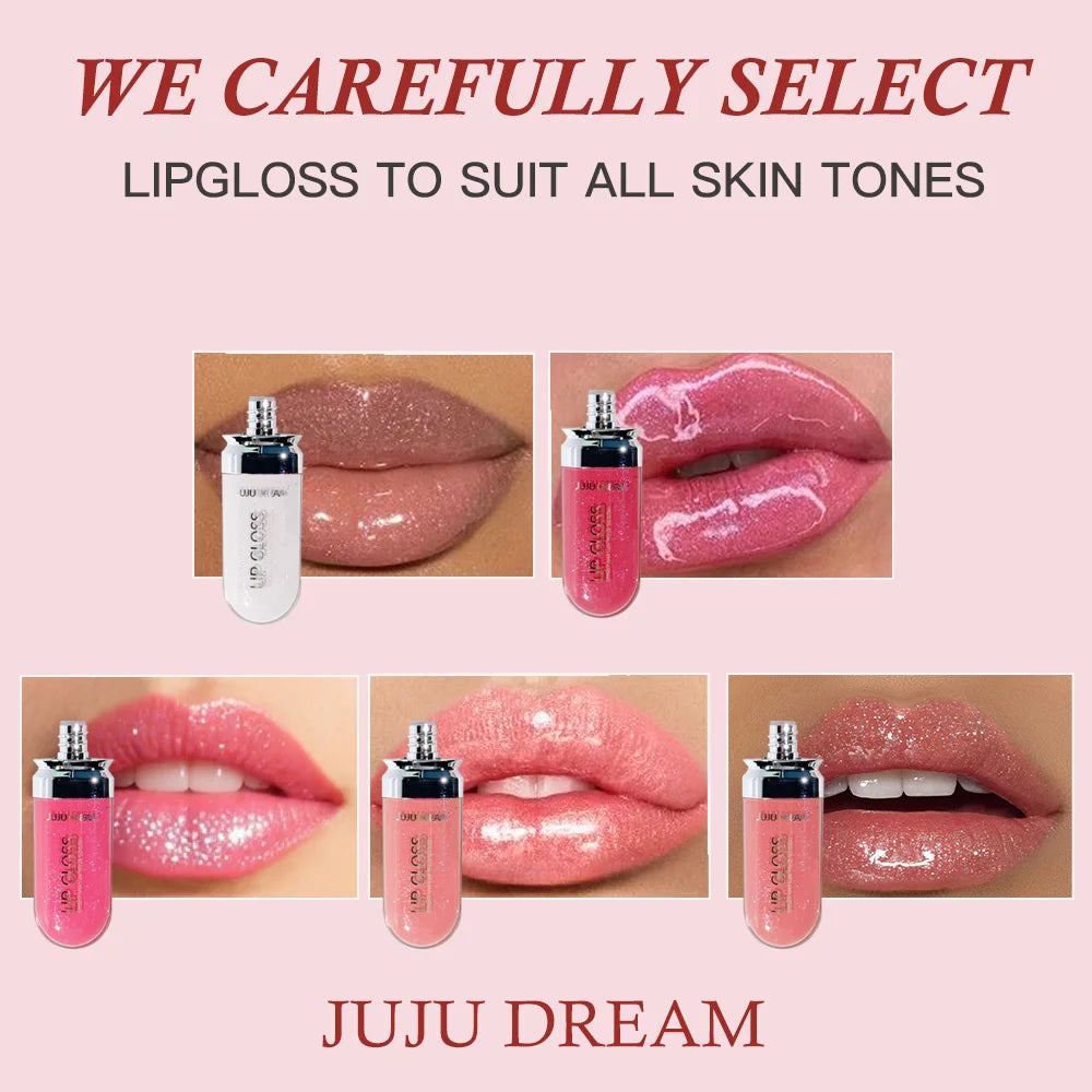 JUJU DREAM Moisturizing Lip Gloss - Shimmery Plumping Lip Gloss Non-Sticky Hydrating Lip Gloss for Full Glossy Lips