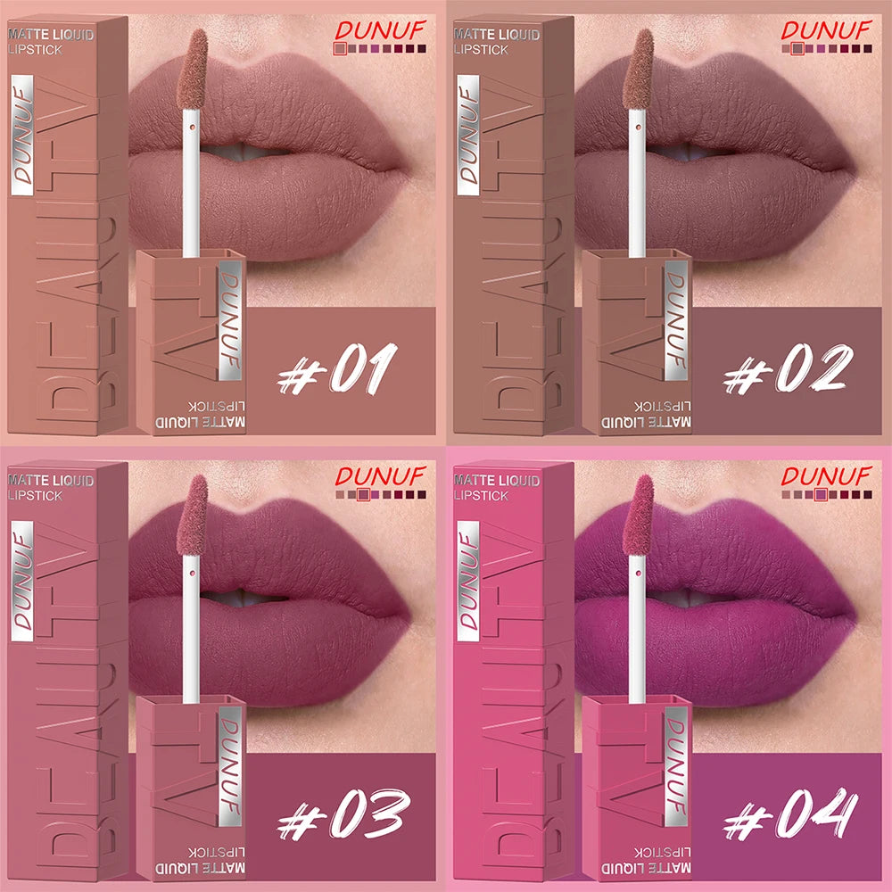 Lip Gloss Set, Lipstick Waterproof Matte Non-sticky Non-transfer Long-Lasting, Rose, Mauve, Deep Red, Nude, Y2K Makeup Christmas