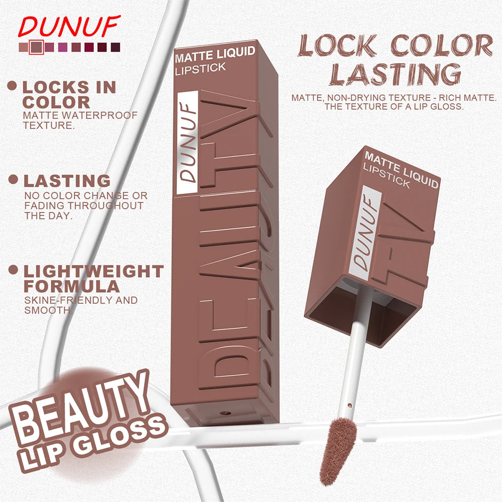 Lip Gloss Set, Lipstick Waterproof Matte Non-sticky Non-transfer Long-Lasting, Rose, Mauve, Deep Red, Nude, Y2K Makeup Christmas