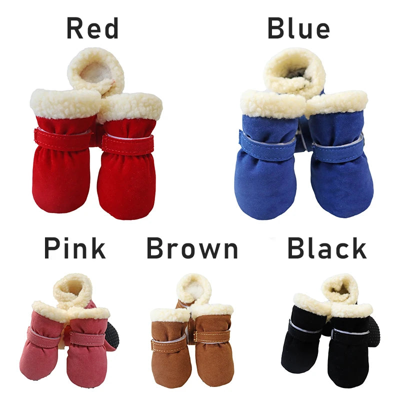4pcs/set Snow Booties Waterproof Boots Socks Anti Slip Shoes Candy Colors Small Dogs Pet Dog Shoes Puppy Chihuahua Winter
