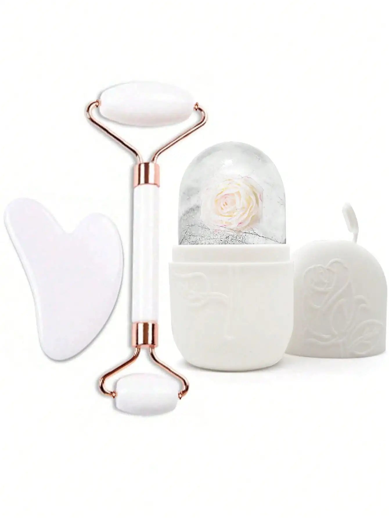 3Pcs Ice Face Roller -Facial Skincare Ice Roller Set,Facial Massage Tool,Silicone Ice Face Roller,Quartz With Roller For Face & Eye Puffiness Relief, And Enhance Skin Care & Glow,For Eyes, Neck, And Face,Lce Facial RollerMold