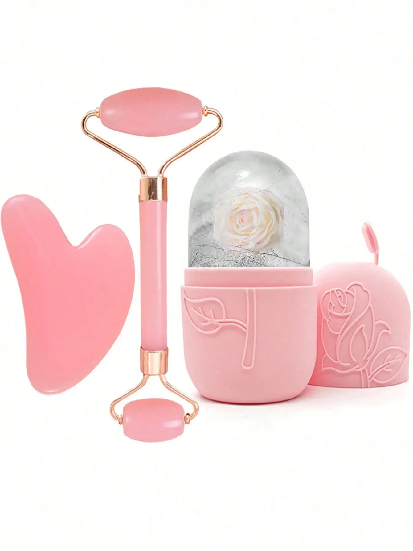 3Pcs Ice Face Roller -Facial Skincare Ice Roller Set,Facial Massage Tool,Silicone Ice Face Roller,Quartz With Roller For Face & Eye Puffiness Relief, And Enhance Skin Care & Glow,For Eyes, Neck, And Face,Lce Facial RollerMold