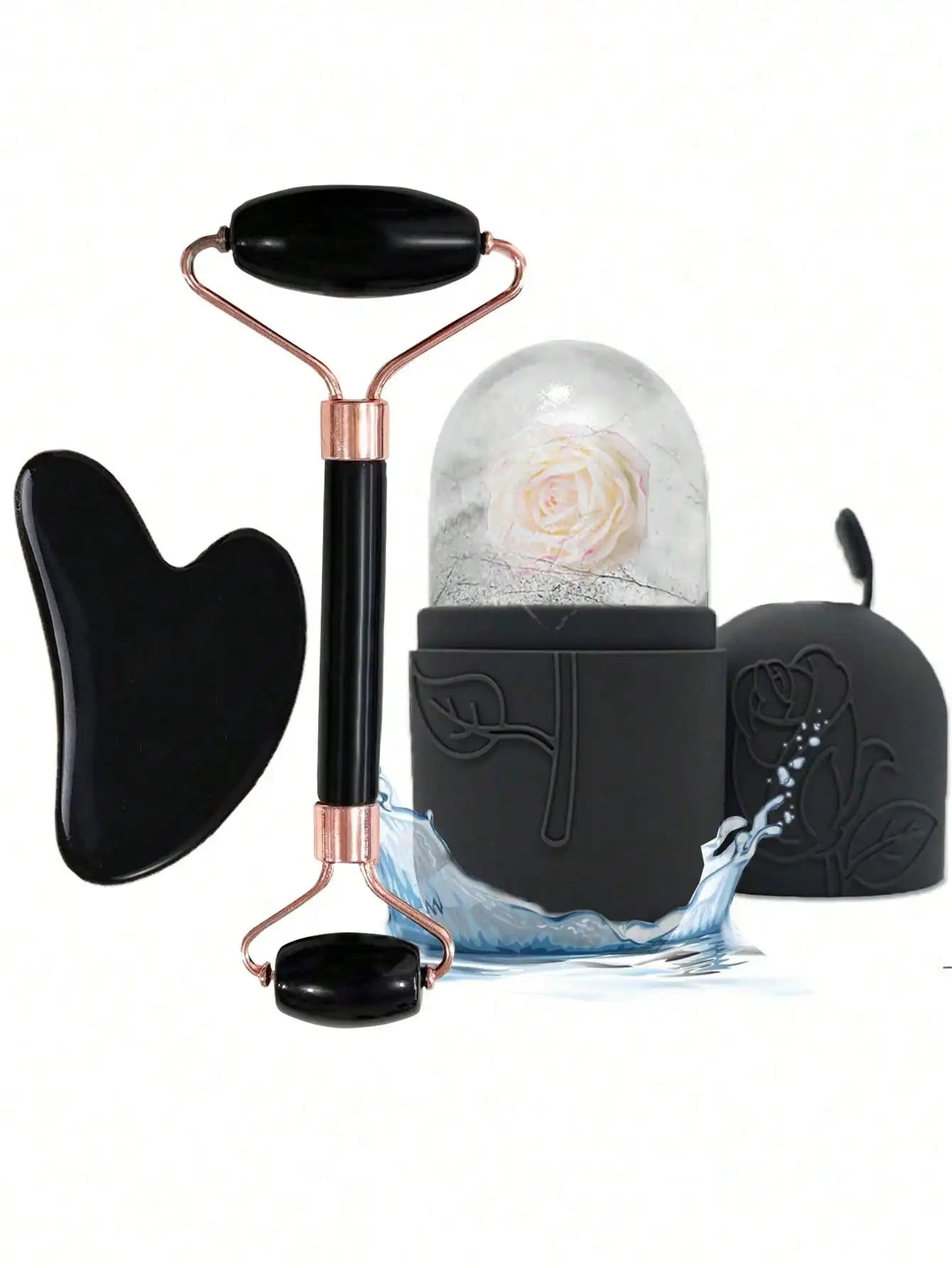 3Pcs Ice Face Roller -Facial Skincare Ice Roller Set,Facial Massage Tool,Silicone Ice Face Roller,Quartz With Roller For Face & Eye Puffiness Relief, And Enhance Skin Care & Glow,For Eyes, Neck, And Face,Lce Facial RollerMold