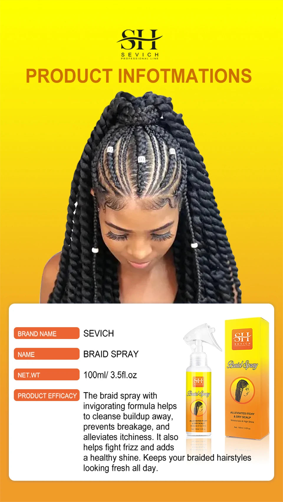 Sevich Hair Cleaning Anti Itching Spray Scalp Hair Follicle Anti Hair Loss Natural Beauty Health Moisturizing Hair Care Spray
