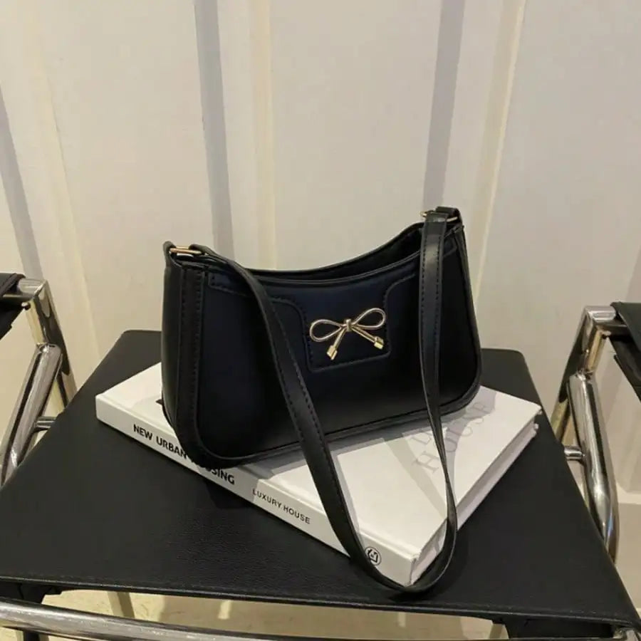 Bow Accessories - Adjustable Strap - Zipper Closure - Polyester Lining - Can Be Worn as a Shoulder Bag or Handbag - Women's Cute and Compact Underarm Bag